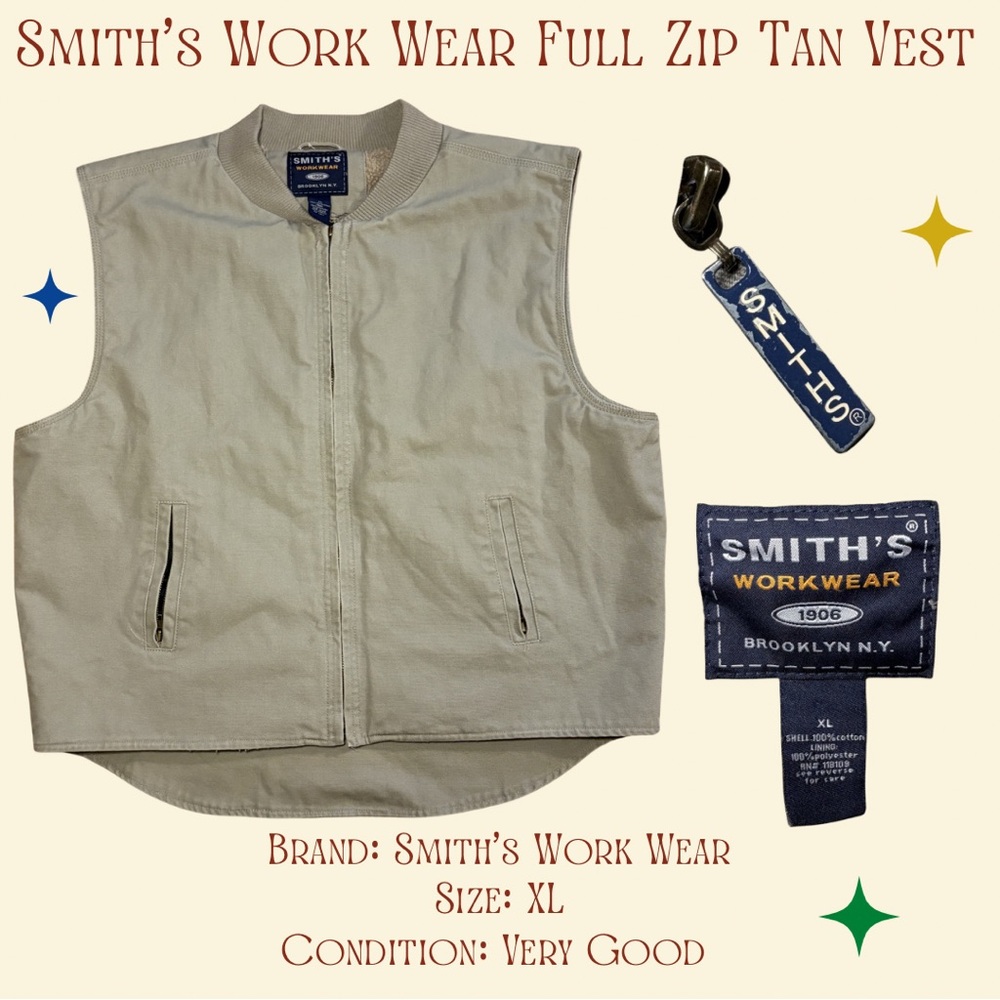 Smith's Work Wear Tan Zip Vest